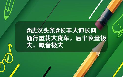 #武汉头条#长丰大道长期通行重载大货车，后半夜量极大，噪音极大
