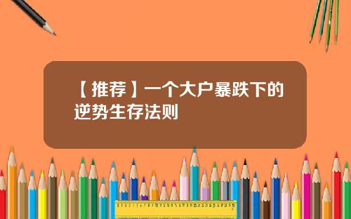 【推荐】一个大户暴跌下的逆势生存法则