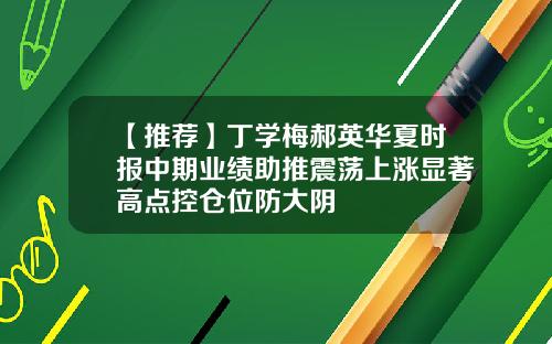 【推荐】丁学梅郝英华夏时报中期业绩助推震荡上涨显著高点控仓位防大阴