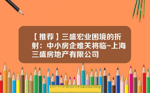 【推荐】三盛宏业困境的折射：中小房企难关将临-上海三盛房地产有限公司