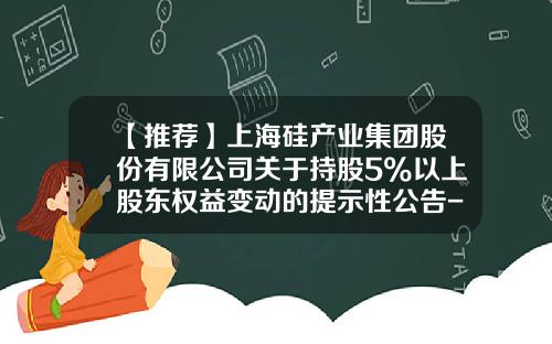 【推荐】上海硅产业集团股份有限公司关于持股5%以上股东权益变动的提示性公告-诸暨市中融进出口有限公司