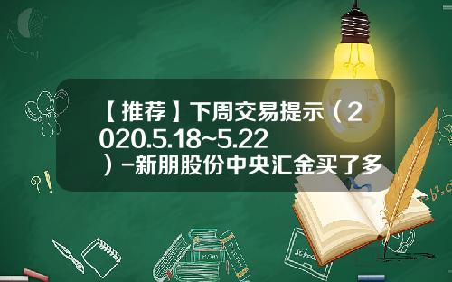 【推荐】下周交易提示（2020.5.18~5.22）-新朋股份中央汇金买了多少股