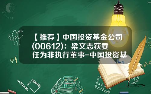 【推荐】中国投资基金公司(00612)：梁文志获委任为非执行董事-中国投资基金公司是做什么的