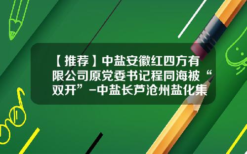 【推荐】中盐安徽红四方有限公司原党委书记程同海被“双开”-中盐长芦沧州盐化集团有限公司