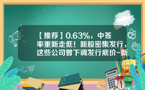 【推荐】0.63％，中签率重新走低！新股密集发行，这些公司曾下调发行底价-新股中签率一般多少