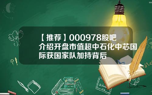 【推荐】000978股吧介绍开盘市值超中石化中芯国际获国家队加持背后