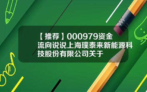 【推荐】000979资金流向说说上海璞泰来新能源科技股份有限公司关于