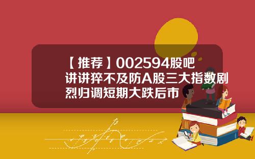 【推荐】002594股吧讲讲猝不及防A股三大指数剧烈归调短期大跌后市