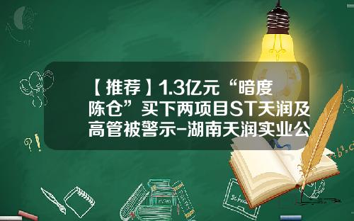 【推荐】1.3亿元“暗度陈仓”买下两项目ST天润及高管被警示-湖南天润实业公司
