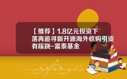 【推荐】1.8亿元投资下落再追寻新开源海外收购引资有蹊跷-富泰基金