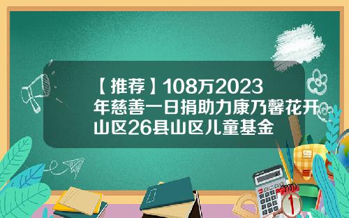 【推荐】108万2023年慈善一日捐助力康乃馨花开山区26县山区儿童基金