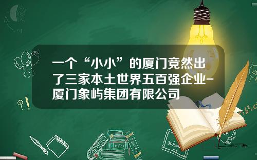 一个“小小”的厦门竟然出了三家本土世界五百强企业-厦门象屿集团有限公司