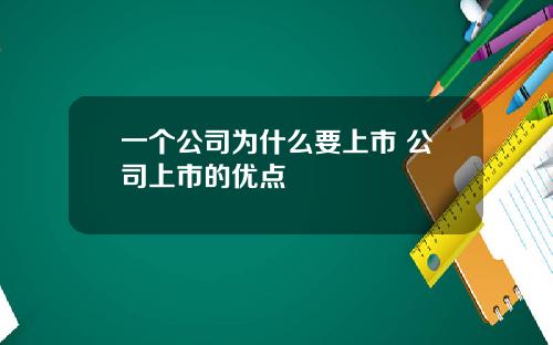 一个公司为什么要上市 公司上市的优点