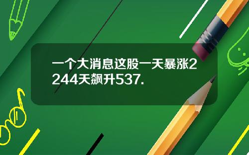 一个大消息这股一天暴涨2244天飙升537.