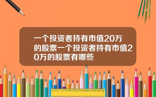 一个投资者持有市值20万的股票一个投资者持有市值20万的股票有哪些