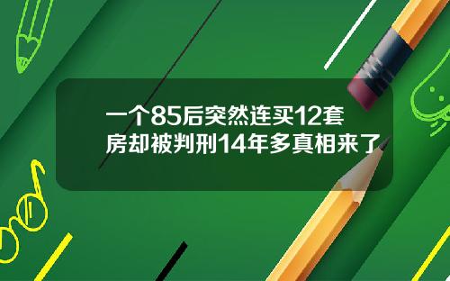 一个85后突然连买12套房却被判刑14年多真相来了