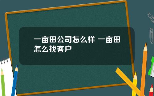 一亩田公司怎么样 一亩田怎么找客户
