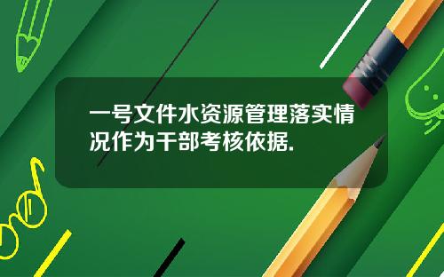 一号文件水资源管理落实情况作为干部考核依据.