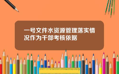 一号文件水资源管理落实情况作为干部考核依据