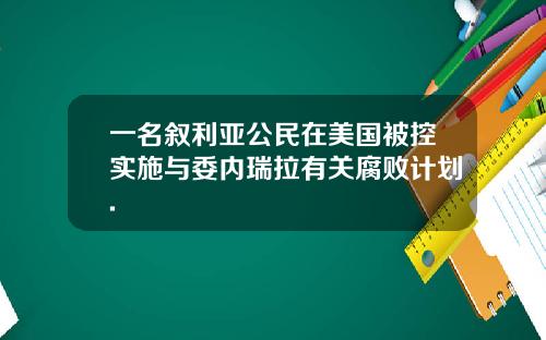一名叙利亚公民在美国被控实施与委内瑞拉有关腐败计划.