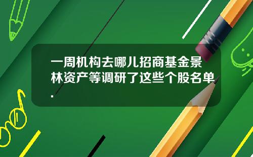 一周机构去哪儿招商基金景林资产等调研了这些个股名单.