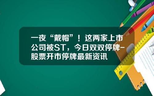 一夜“戴帽”！这两家上市公司被ST，今日双双停牌-股票开市停牌最新资讯