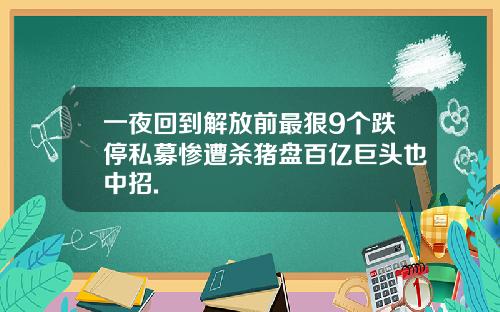 一夜回到解放前最狠9个跌停私募惨遭杀猪盘百亿巨头也中招.