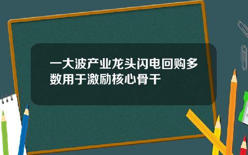 一大波产业龙头闪电回购多数用于激励核心骨干