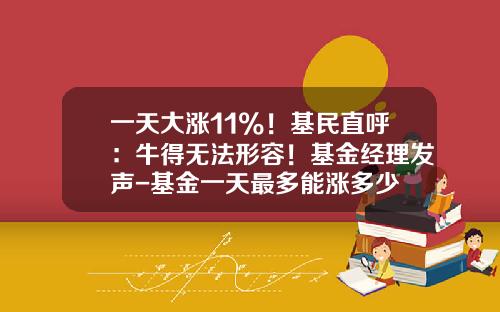 一天大涨11%！基民直呼：牛得无法形容！基金经理发声-基金一天最多能涨多少