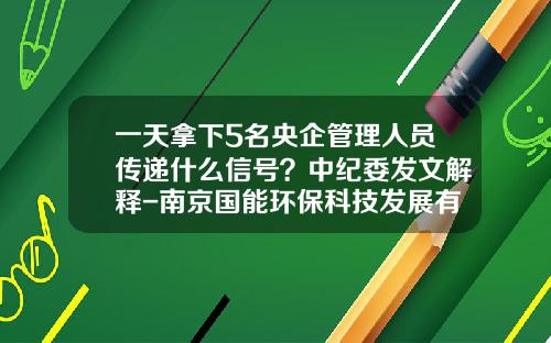 一天拿下5名央企管理人员传递什么信号？中纪委发文解释-南京国能环保科技发展有限公司