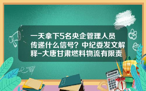 一天拿下5名央企管理人员传递什么信号？中纪委发文解释-大唐甘肃燃料物流有限责任公司