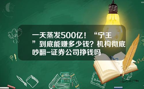 一天蒸发500亿！“宁王”到底能赚多少钱？机构彻底吵翻-证券公司挣钱吗