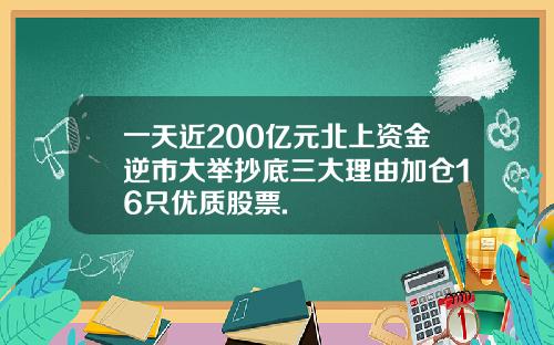 一天近200亿元北上资金逆市大举抄底三大理由加仓16只优质股票.