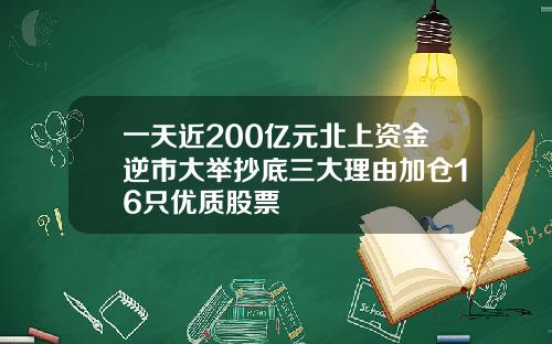 一天近200亿元北上资金逆市大举抄底三大理由加仓16只优质股票