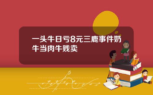 一头牛日亏8元三鹿事件奶牛当肉牛贱卖