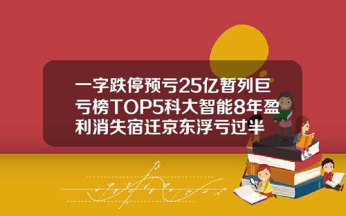 一字跌停预亏25亿暂列巨亏榜TOP5科大智能8年盈利消失宿迁京东浮亏过半