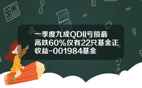 一季度九成QDII亏损最高跌60%仅有22只基金正收益-001984基金