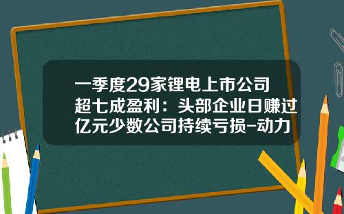 一季度29家锂电上市公司超七成盈利：头部企业日赚过亿元少数公司持续亏损-动力锂电池上市公司