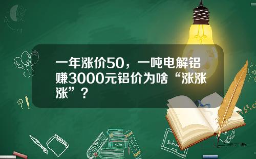 一年涨价50，一吨电解铝赚3000元铝价为啥“涨涨涨”？