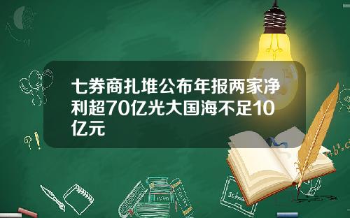 七券商扎堆公布年报两家净利超70亿光大国海不足10亿元