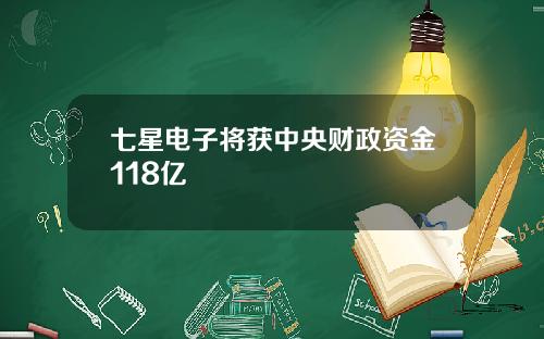 七星电子将获中央财政资金118亿