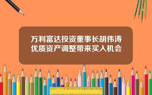 万利富达投资董事长胡伟涛优质资产调整带来买入机会