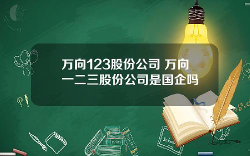 万向123股份公司 万向一二三股份公司是国企吗