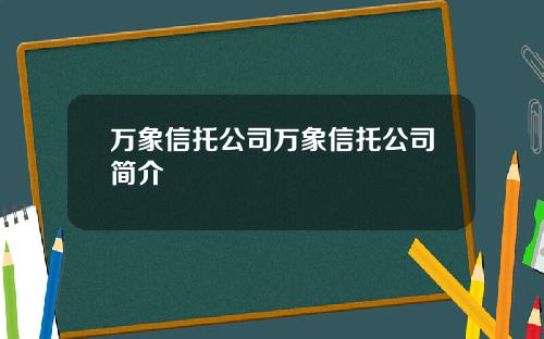 万象信托公司万象信托公司简介