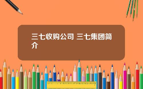 三七收购公司 三七集团简介