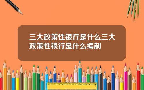 三大政策性银行是什么三大政策性银行是什么编制