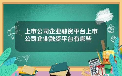 上市公司企业融资平台上市公司企业融资平台有哪些