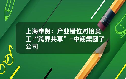 上海奉贤：产业错位对接员工“跨界共享”-中翊集团子公司