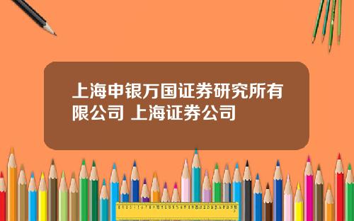 上海申银万国证券研究所有限公司 上海证券公司