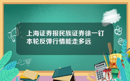 上海证券报民族证券徐一钉本轮反弹行情能走多远